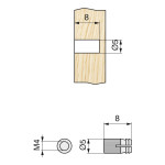 Tuerca Expansible Laton M4-8 Cilindrica  Para Taladro 5Mm. Sin Pastilla. (100 uds.)