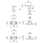 Accesorios Cerradura Falleba Metalico Cuero Duver 1Gancho Dcha+ 1Izda,2Puentes Gancho+ 2Puentes Varilla.