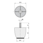 Pata Plastico Vaso Ø70 H65 M8X27 Cromo