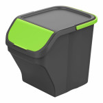 Cubo de Basura para Reciclaje Mondex Stack N' Sort Verde Gris 25 L Con Tapa 40 x 30 x 34 cm