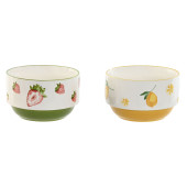 Cuenco Home ESPRIT Amarillo Rojo Verde Porcelana Moderno 600 ml 15,3 X 15,3 X 9 cm (2 Unidades)