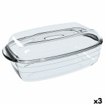 Molde para Horno Ô Cuisine Rectangular Con Tapa 37,5 x 22,5 x 10,6 cm Transparente (3 Unidades)