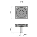 Columna Ø60 Con Placa Para Altura Total 355 Solo Para Bases Cecy Y Romina.