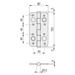 Bisagra Antipalanca 150-80 Sin Remate C/Cuad Efecto Inox Sin Remate. Efecto Inoxidable Canto Cuadrado.