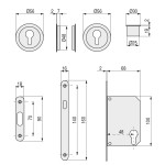 Kit Cerradura Puerta Corredera Ø60 Laton Pu Cilindro 20-20 Latonado.