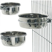 Comedero Acero Inox Con Soporte Jaula - Sistema Palometa 300 Ml