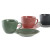 Juego de 6 Tazas con Plato DKD Home Decor Verde Rosa Gris oscuro Gres 150 ml 16 x 17 x 35 cm