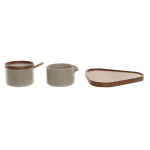 Azucarero DKD Home Decor 19,5 x 18,5 x 7 cm Beige Marrón Madera de caucho 4 Piezas