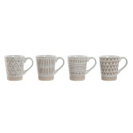 Juego de 4 Tazas Mug Home ESPRIT Blanco Beige Gres 360 ml 9 x 7 x 10,6 cm