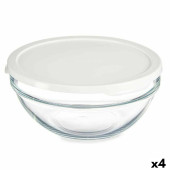 Fiambrera Redonda con Tapa Pasabahce Chefs Blanco 1,7 L 21 x 9 x 21 cm (4 Unidades)