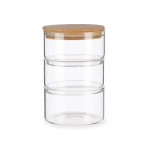 Set de Recipientes de Cocina Herméticos Apilables Transparente Bambú 1,2 L 11,2 x 17,5 x 11,2 cm (8 Unidades)