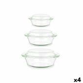 Cacerolas Set Vidrio de Borosilicato Transparente 700 ml 1 L 1,5 L (4 Unidades)