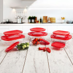 Fiambrera Rectangular con Tapa Ô Cuisine Cook&store Ocu Rojo 400 ml 17 x 10 x 5 cm Vidrio Silicona (6 Unidades)